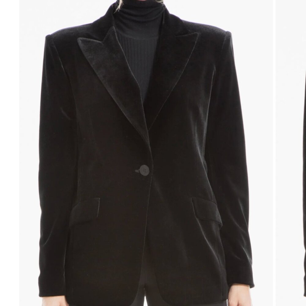Max Studio Women's Peak Lapel Black Velvet Blazer XL NEW
